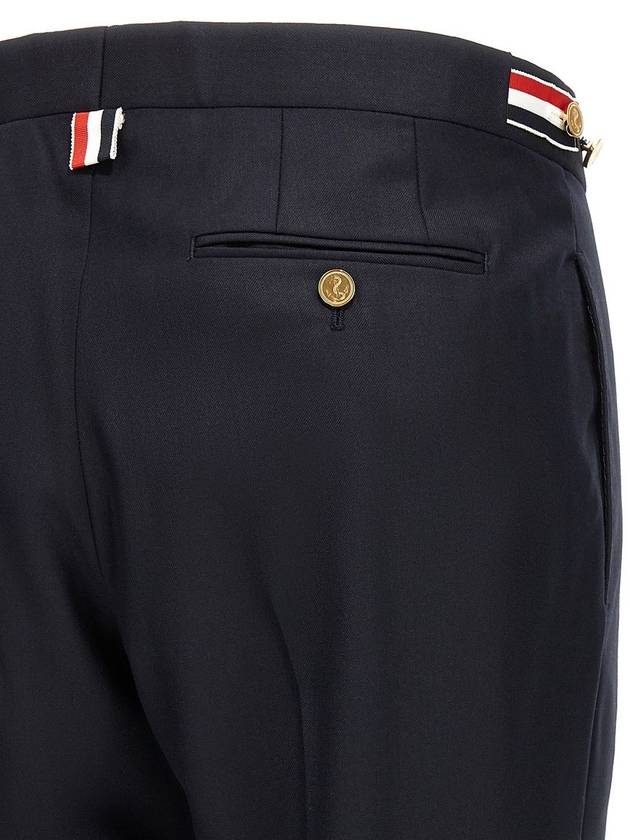 Low Rise Side Tab Wool Slacks Navy - THOM BROWNE - BALAAN 5