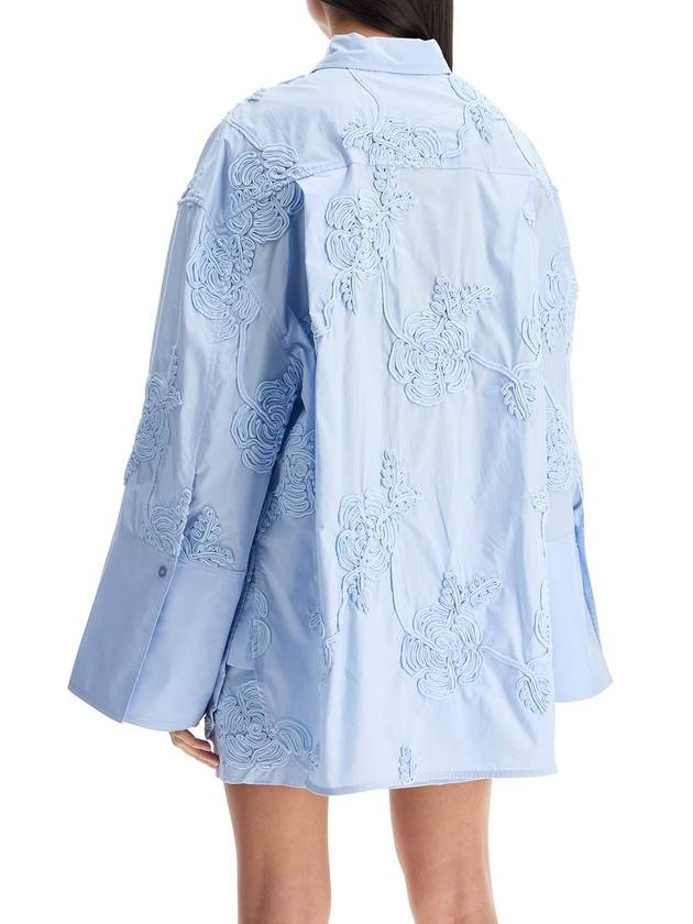 light blue cotton shirt with embossed floral pattern - ROTATE - BALAAN 3