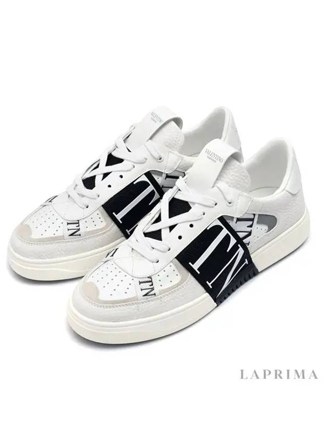 Logo Band VL7N Calfskin Low Top Sneakers Black White - VALENTINO - BALAAN 5