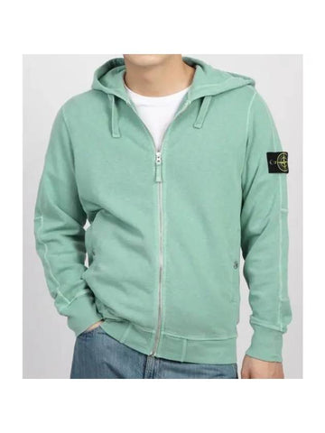 Men's Garment Dyed Malfile Zip Up Hoodie Green - STONE ISLAND - BALAAN 1