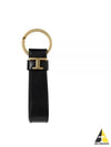 T Logo Leather Key Ring Black - TOD'S - BALAAN 2