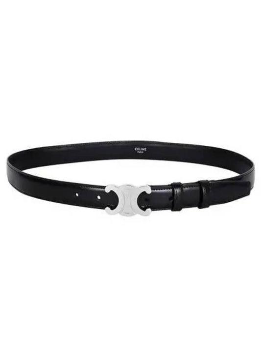 Silver Triomphe Calfskin Belt Black - CELINE - BALAAN 2