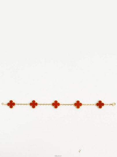 Van Cleef Arpels Vintage Alhambra Bracelet 5 Motif Yellow Gold Carnelian 74198 - VANCLEEFARPELS - BALAAN 2