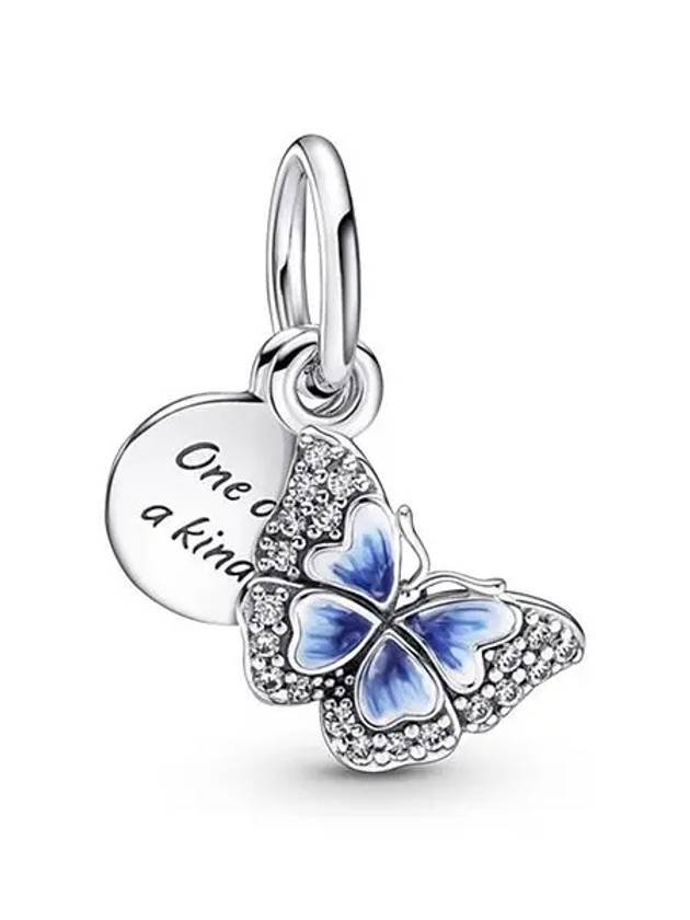 Women's Blue Butterfly Qoute Double Dangle Bracelet Charm Silver - PANDORA - BALAAN 3