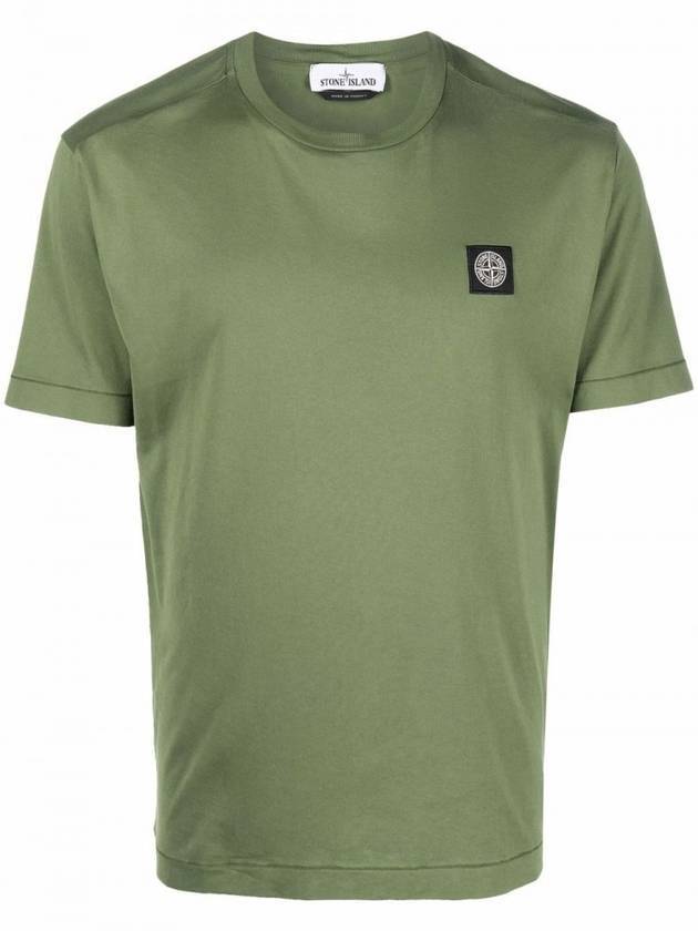 Logo Patch Short Sleeve T-Shirt Olive - STONE ISLAND - BALAAN 1