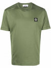 Logo Patch Short Sleeve T-Shirt Olive - STONE ISLAND - BALAAN 1