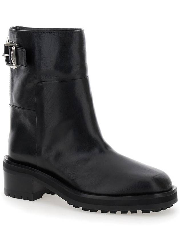 'Brooklyn' Black Ankle Boots With Buckle In Smooth Leather Woman - JIMMY CHOO - BALAAN 2