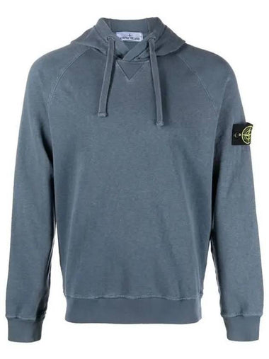 Men's Wappen Patch OLD Treatment Cotton Hoodie Blue - STONE ISLAND - BALAAN 1