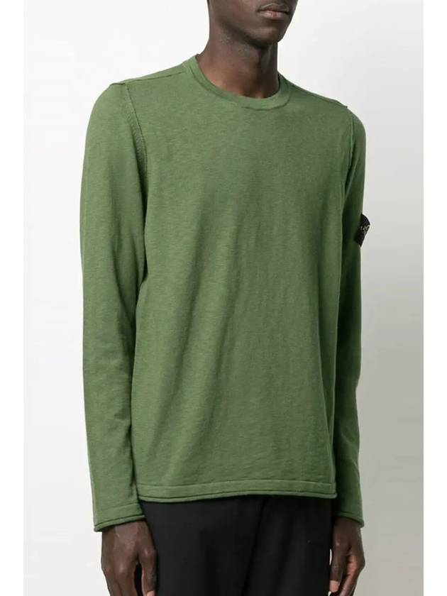 Men's Wappen Patch Round Neck Knit Top Green - STONE ISLAND - BALAAN 3