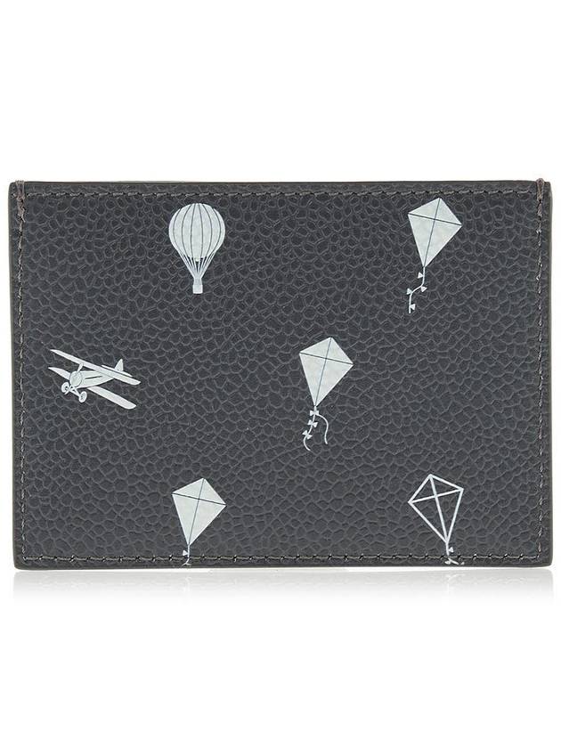 Sky Half Drop Card Wallet Dark Grey - THOM BROWNE - BALAAN 4