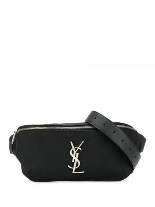 Cassandre Classic Canvas Leather Belt Bag Black - SAINT LAURENT - BALAAN 2