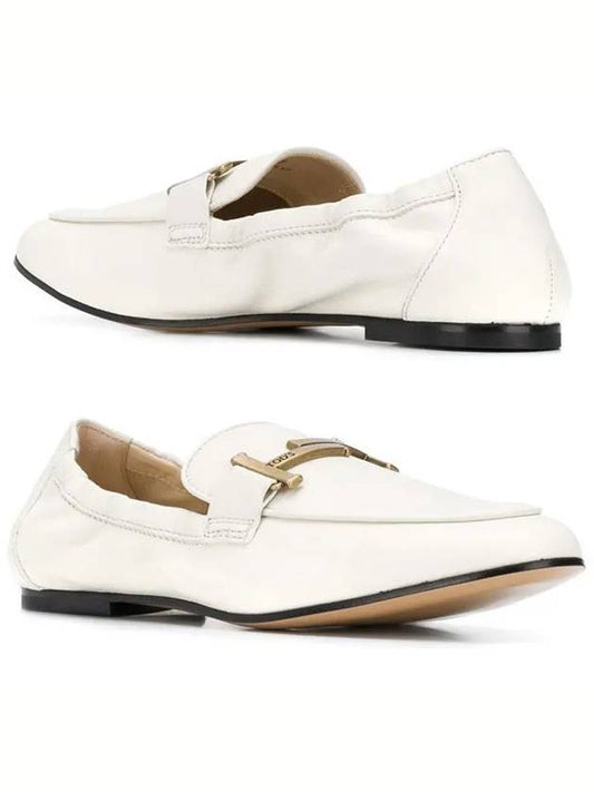 Women's Double T Leather Loafers White - TOD'S - BALAAN 2