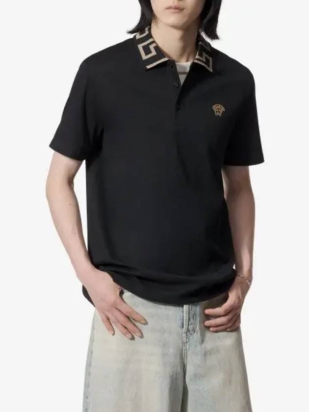 Gold Medusa embroidery short sleeve polo shirt black A874021A061991B000 - VERSACE - BALAAN 1