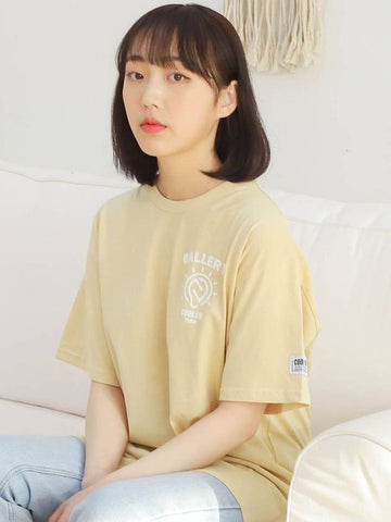 Symbol logo printing overfit short sleeve t-shirt yellow - CODE I'M - BALAAN 1