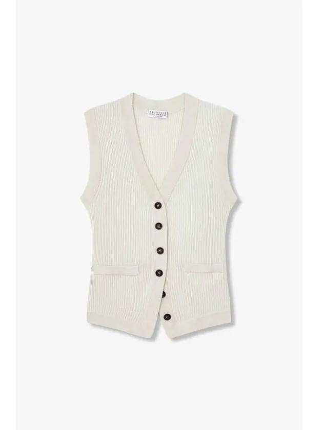 Women s Glitter Button Up Knit Vest Ecru - BRUNELLO CUCINELLI - BALAAN 1