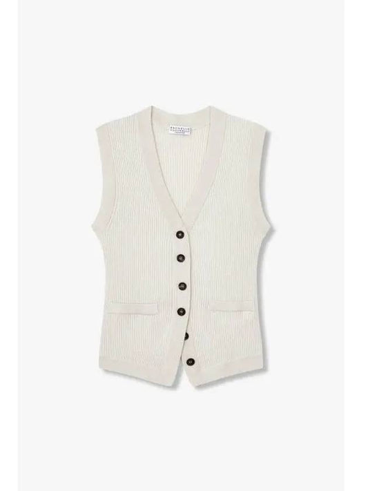 Women s Glitter Button Up Knit Vest Ecru - BRUNELLO CUCINELLI - BALAAN 1