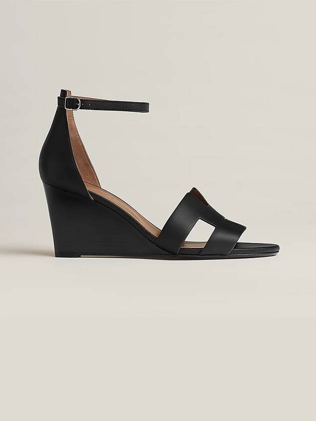 Legend Calfskin Wedge Heels Noir - HERMES - BALAAN 4