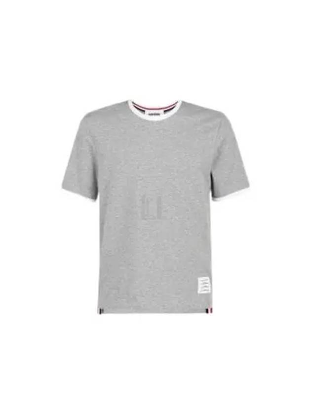 Men's Contrast Trim Short Sleeve T-Shirt  Light Grey - THOM BROWNE - BALAAN 2