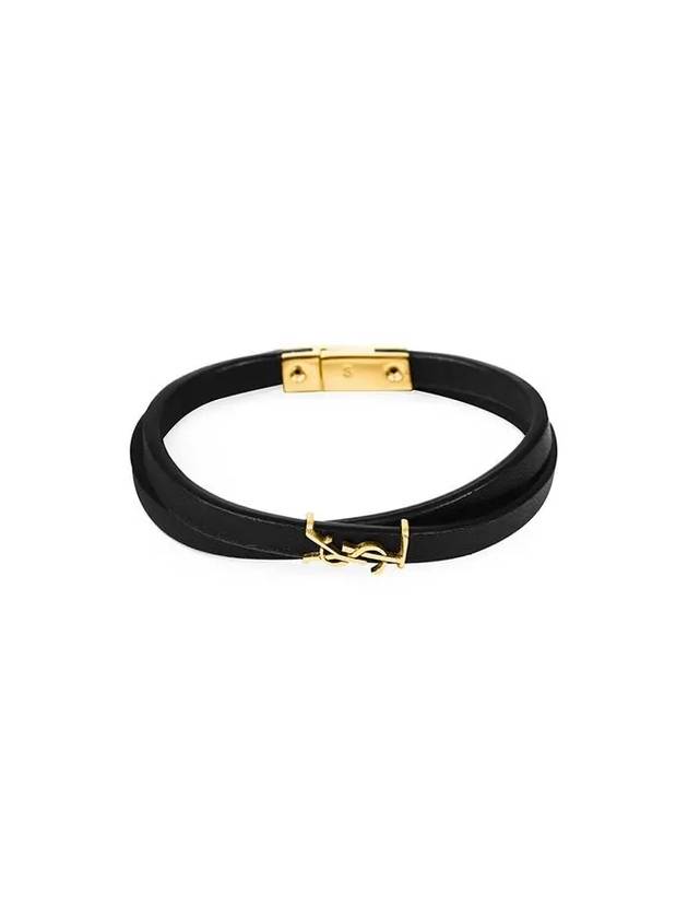 Opyum Double Wrap Leather Bracelet Black - SAINT LAURENT - BALAAN 2