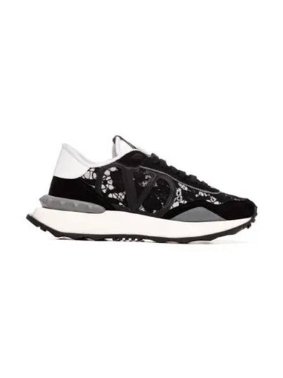 Lace Mesh Race Runner Low Top Sneakers Black - VALENTINO - BALAAN 2