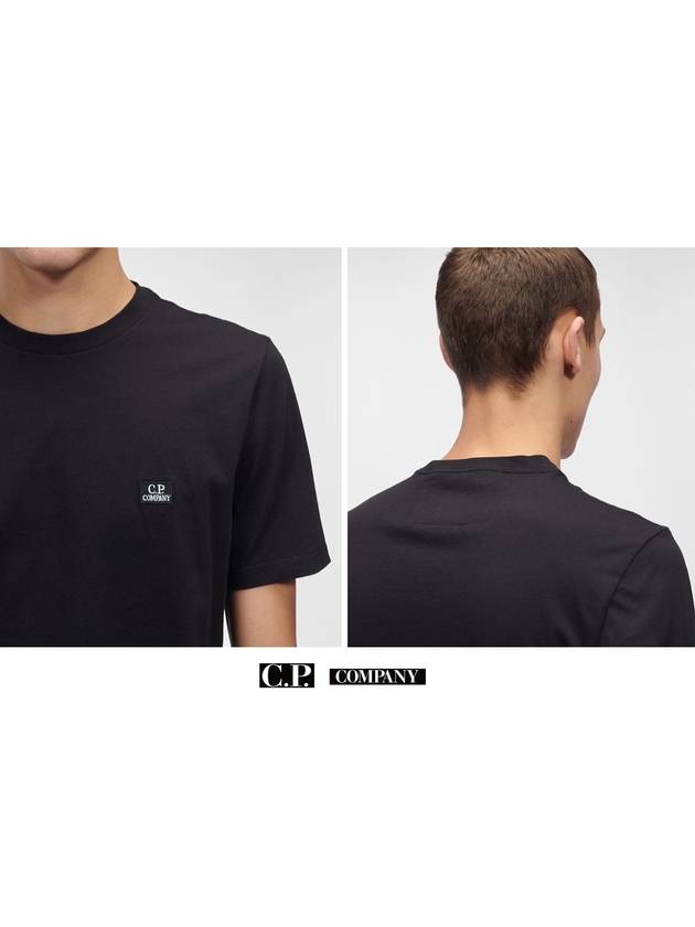 Logo Patch Crew Neck Cotton Short Sleeve T-Shirt Black - CP COMPANY - BALAAN 6