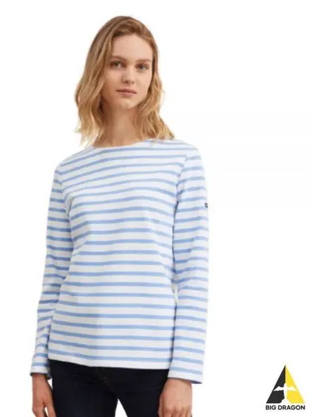 Women's Meridame II Striped Long Sleeve T-Shirt Neige Denim - SAINT JAMES - BALAAN 2