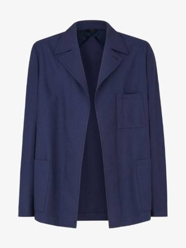 Single Breasted Wool Jacket Navy - FENDI - BALAAN 1