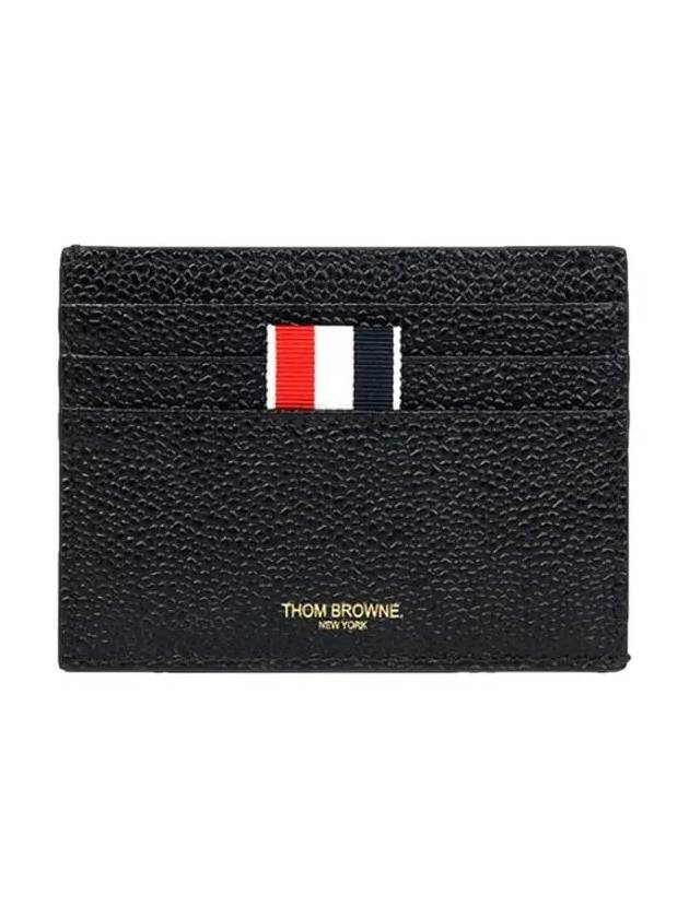 Pebble Grain Leather Stripe Note Compartment Card Wallet Black - THOM BROWNE - BALAAN 3