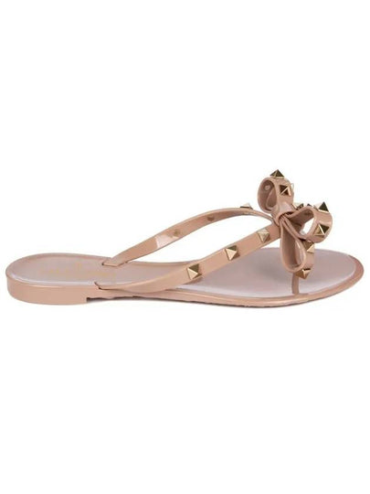 Women's Rockstud Bow Flip Flops Pink - VALENTINO - BALAAN 2