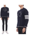 Fish Icon Jacquard Cotton Knit Top Navy - THOM BROWNE - BALAAN 3