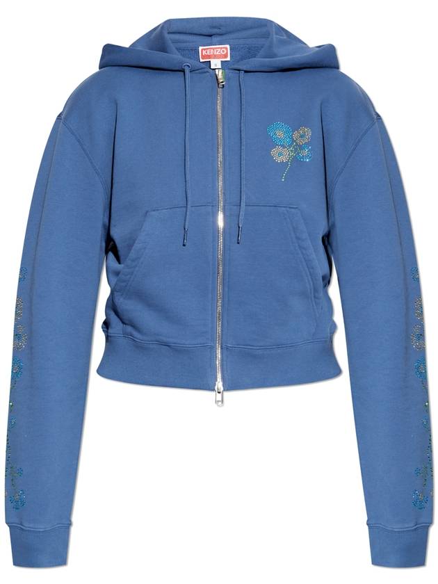 Kenzo Hoodie With Shimmering Appliqués, Women's, Blue - KENZO - BALAAN 1