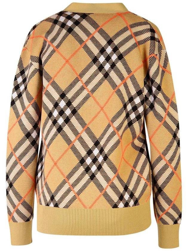 Check Wool Blend Cardigan Beige - BURBERRY - BALAAN 4