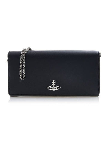 Grain Leather Chain Long Wallet Black - VIVIENNE WESTWOOD - BALAAN 1