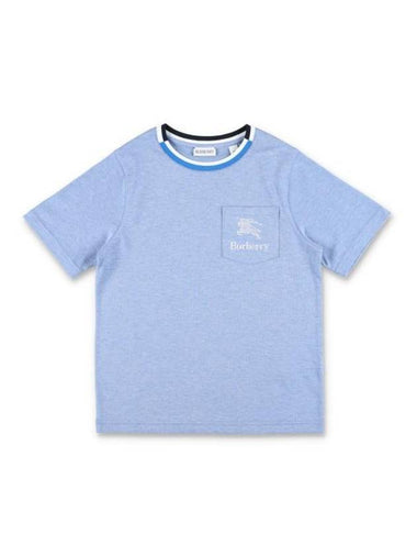 Kids EKD Embroidered Short Sleeve T-Shirt Light Blue Melange - BURBERRY - BALAAN 1