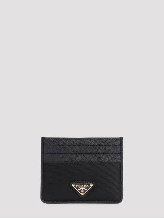 Triangle Logo Saffiano Leather Card Wallet Black - PRADA - BALAAN 1