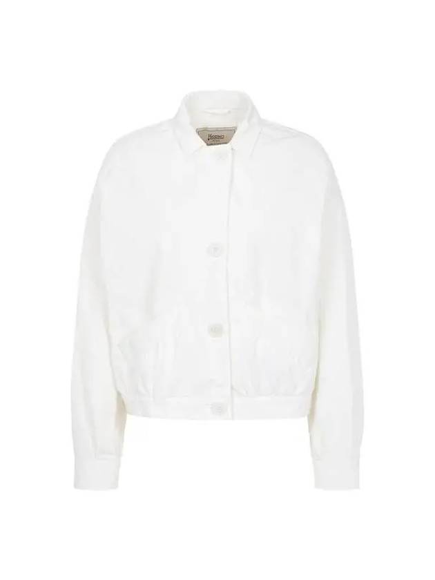 Women s Nylon Front Button Collar Jacket White - HERNO - BALAAN 1