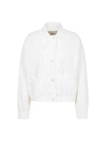 Women s Nylon Front Button Collar Jacket White - HERNO - BALAAN 1