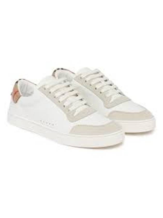 Leather Suede Check Cotton Low Top Sneakers White - BURBERRY - BALAAN 6