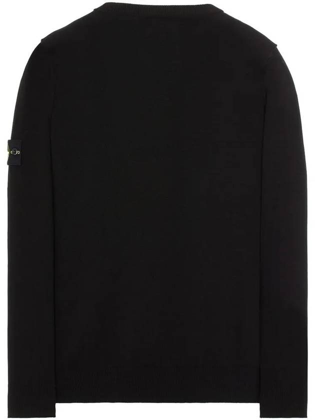 Wappen Patch Crew Neck Soft Cotton Knit Top Black - STONE ISLAND - BALAAN 4