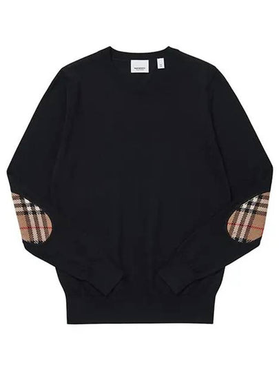 Women's BEMPTON Check Patch Merino Wool Knit Top Black - BURBERRY - BALAAN 2