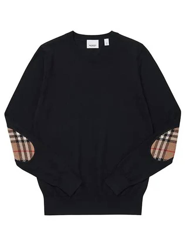 Check Patch Merino Wool Knit Top Black - BURBERRY - BALAAN 5