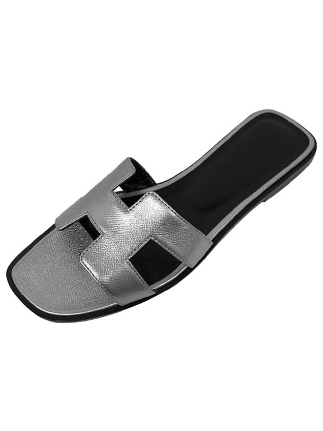 Oran Leather Sandals Silver - HERMES - BALAAN 2