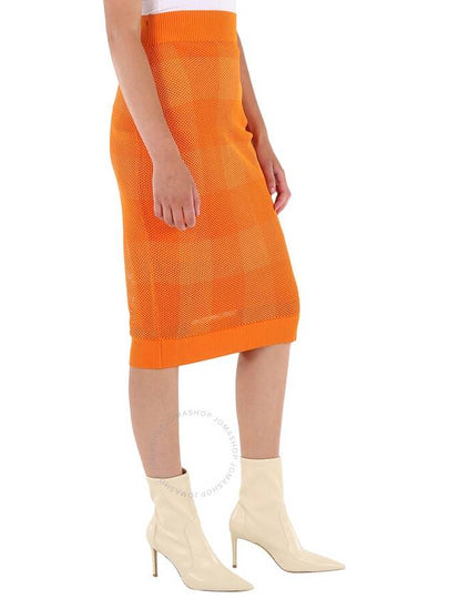 Burberry Ladies Deep Orange Zafina Knit Mesh Midi Pencil Skirt, Size Medium - BURBERRY - BALAAN 2