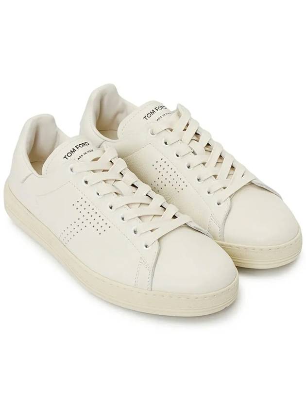 Warwick T Logo Punching Leather Low Top Sneakers White - TOM FORD - BALAAN 5