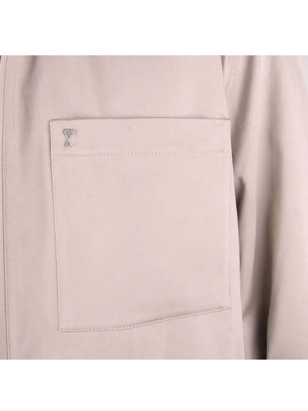 Heart Logo Zip-up Jacket Light Beige - AMI - BALAAN 4