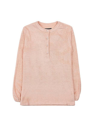 Panarea Henley Jumper Cotton Linen Knit Top Light Coral - LORO PIANA - BALAAN 1