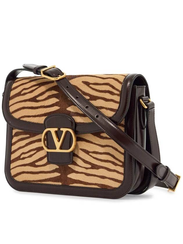 beige and dark brown striped leather shoulder bag - VALENTINO - BALAAN 3