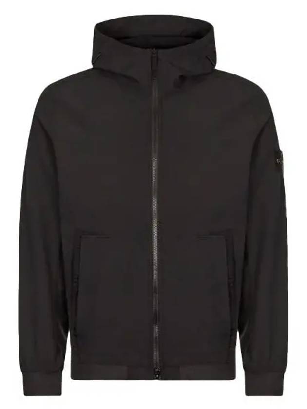 Men's Wappen Patch Softshell Zip Up Hoodie Black - STONE ISLAND - BALAAN 2