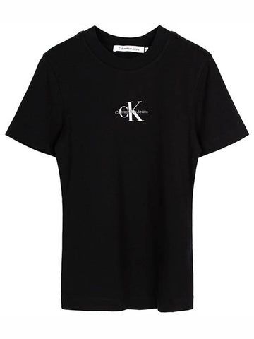 Black monologo t shirt J20J221426 BEH - CALVIN KLEIN - BALAAN 1