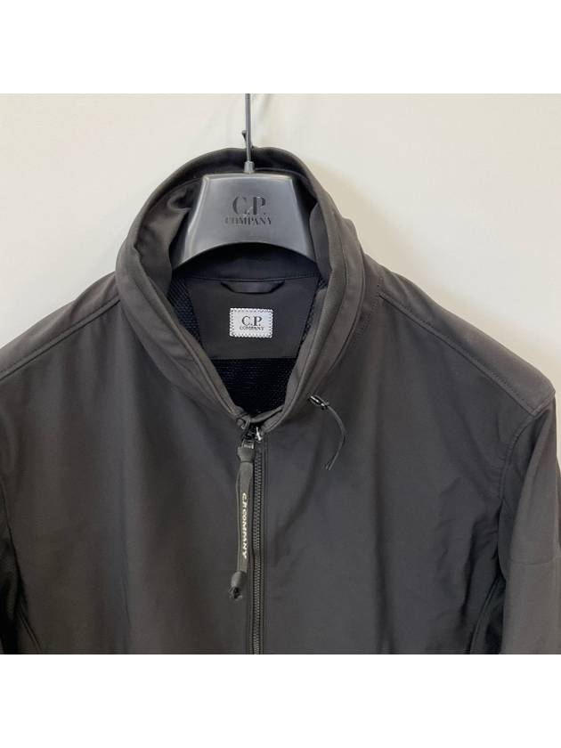 Lens Wappen Soft Shell Zip-Up Jacket Black - CP COMPANY - BALAAN 9